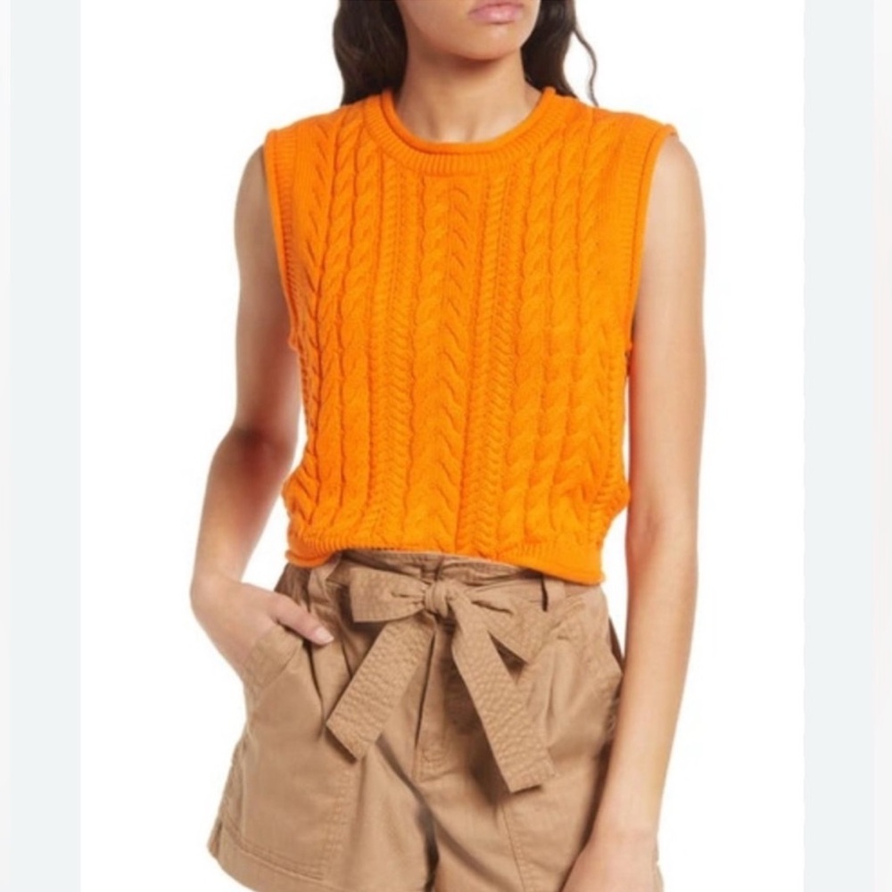 Veto Moda Orange Cable Knit Sweater Vest/Muscle Tee